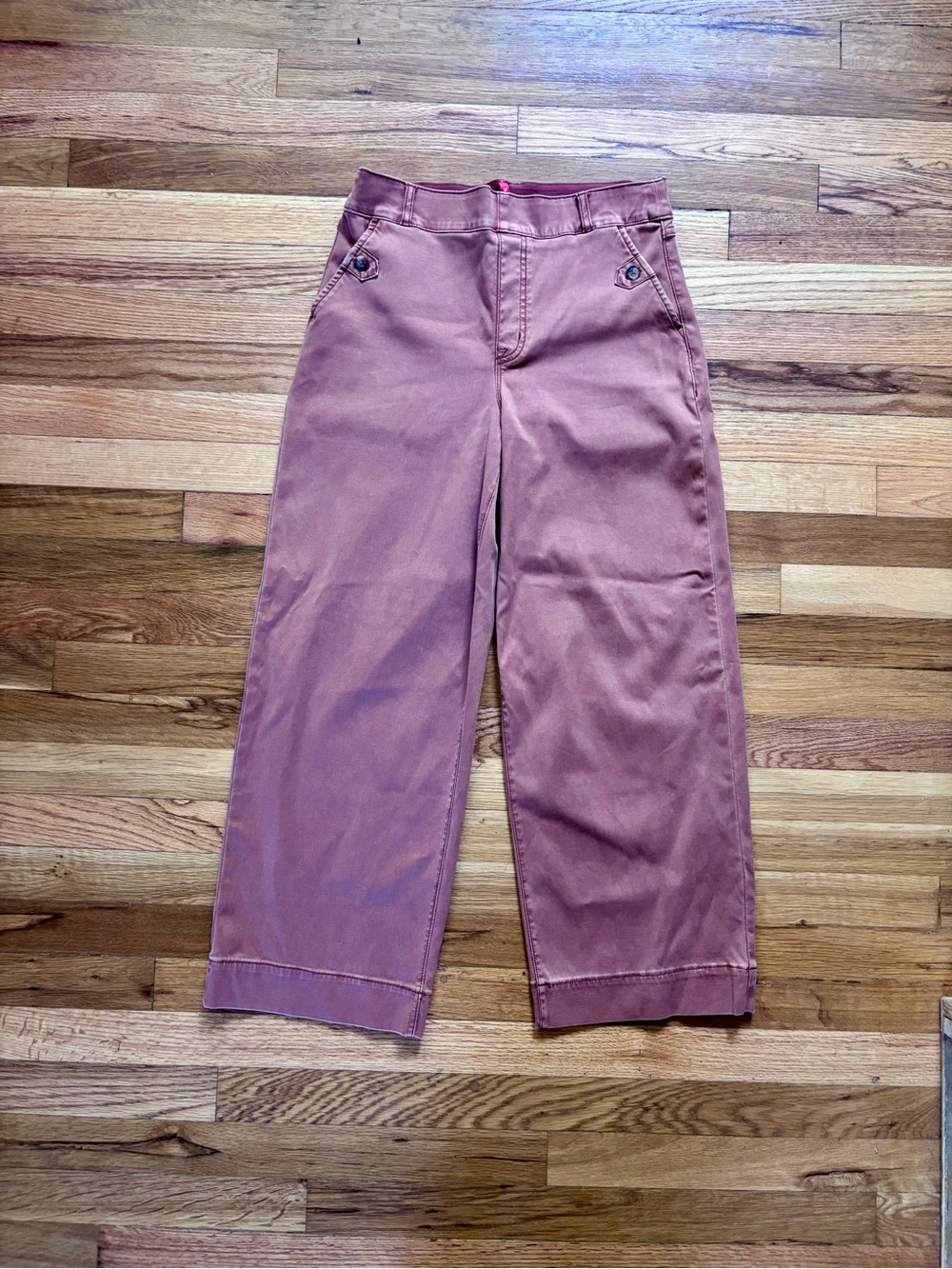 SPANX Twill Cropped Wide Leg Pants, Size Large